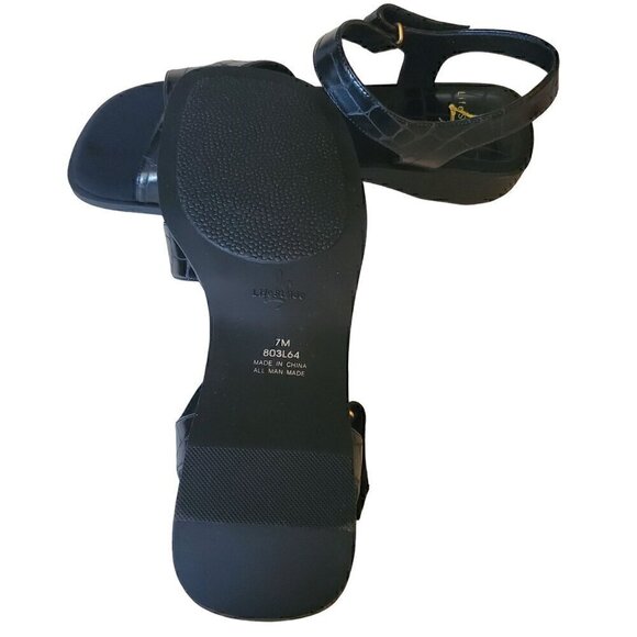 Life Stride Twig Black Crocodile Pattern Sandals, Woman's Black Sandals - Picture 2 of 3